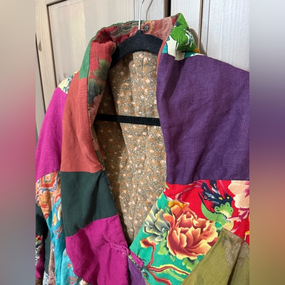 Unique Quilted patchwork Boho Shawl Jacket - Picture 3 of 6